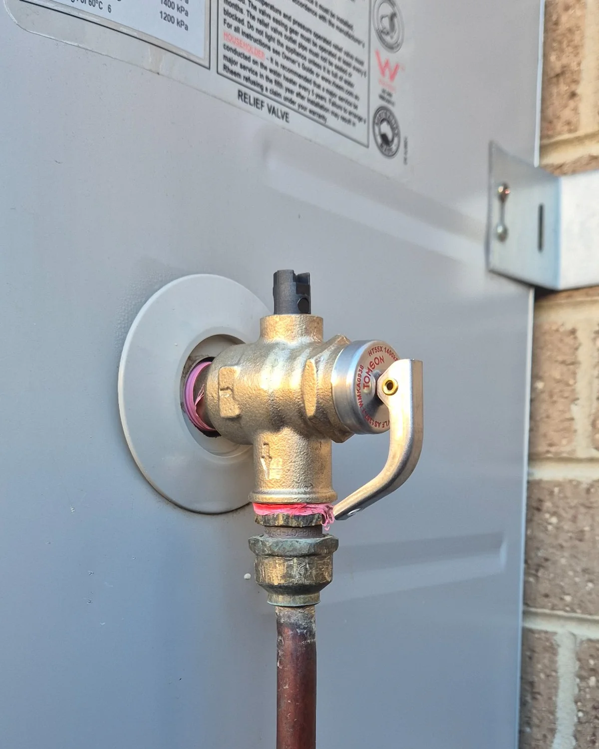 Rheem hot water system PTR valve replacement during a hot water repair in Dandenong.