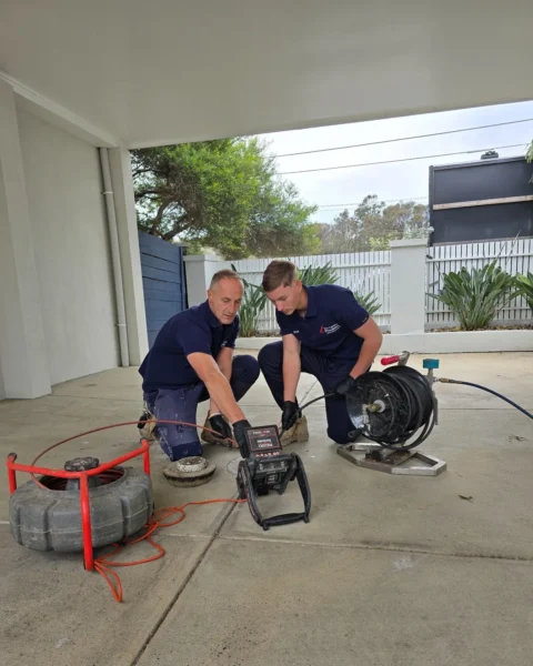 Sam and Aidan carrying out CCTV drain inspection and hydro jetting